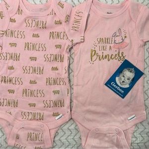 Set of 8 Eight Gerber Onesies Short Sleeve Girls Pink White Sz 0-3M